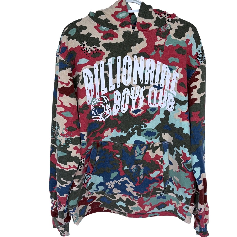 Billionaire Boys Club Multicolor Camo Hoodie Mens XL Camouflage‎ BBC Logo Fleece